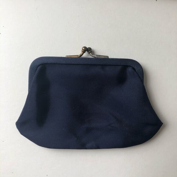 Leather Clutch and Coin Purse Navy Vintage 2 Piece - Picture 6 of 10
